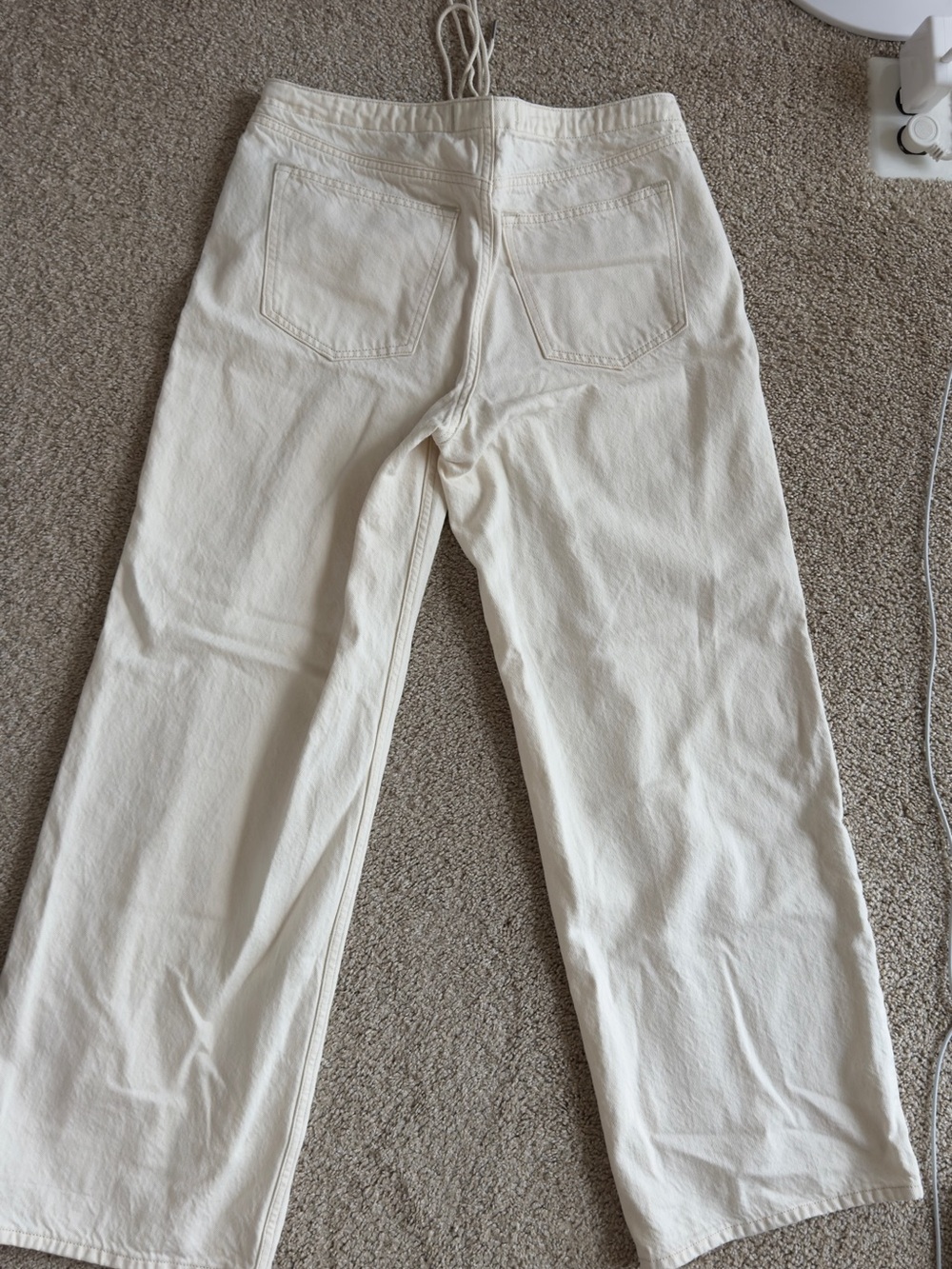 Abercrombie & Fitch Cream Drawstring Ultra Loose Low Rise Jeans - Picture 4 of 4